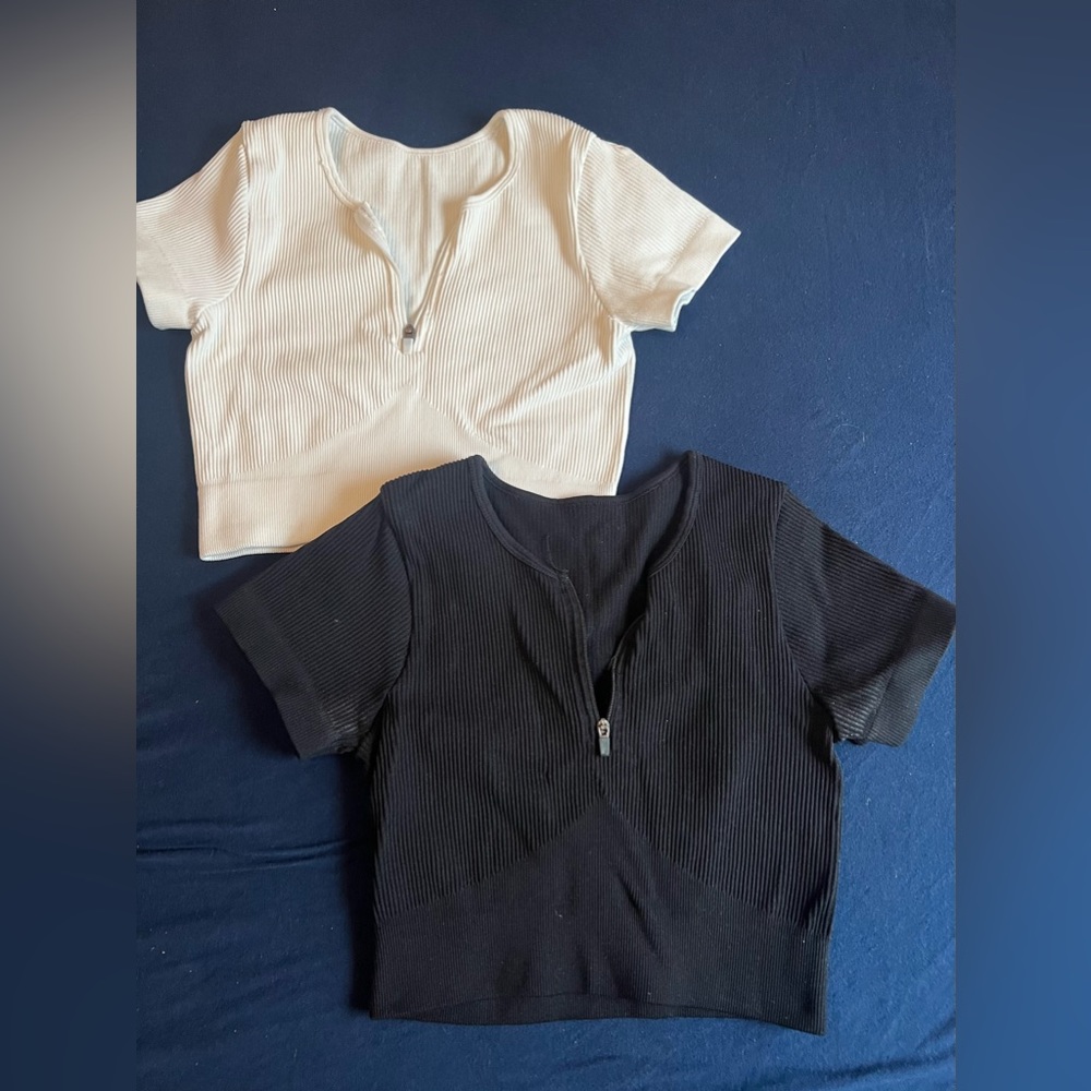 Half Zip Workout Tops